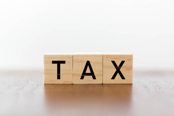istock Tax on wooden cubes 1089739912