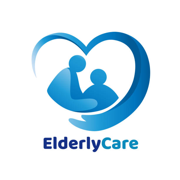 Elderly healthcare heart shaped logo. Nursing home sign. Elderly healthcare heart shaped logo. Nursing home sign. dr logo stock illustrations