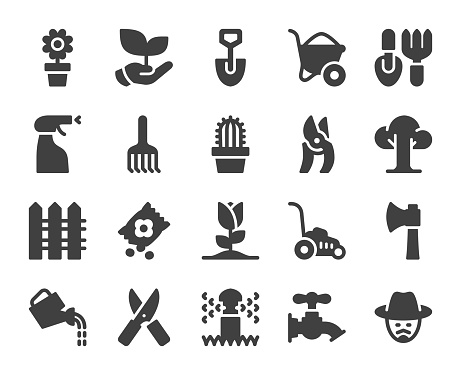 Gardening Icons Vector EPS File.