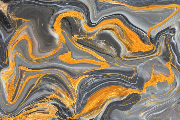 istock yellow and dark grey Marble pattern ink acrylic painted waves texture background for wallpaper or skin wall luxurious 1089742548
