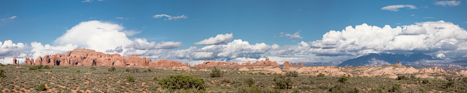 Arches National Park is a national park nearby the City of Moab in eastern Utah, United States. The park is adjacent to the Colorado River, 4 miles (6 km) north of Moab, Utah. More than 2,000 natural sandstone arches are located in the park, including the well-known Delicate Arch, as well as a variety of unique geological resources and formations. The park contains the highest density of natural arches in the world.\nCanon EOS 5D Mark IV