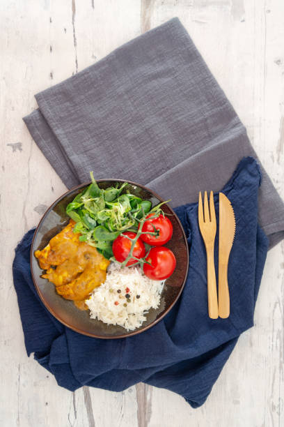istock delicious Rice and chicken on plate 1089744592