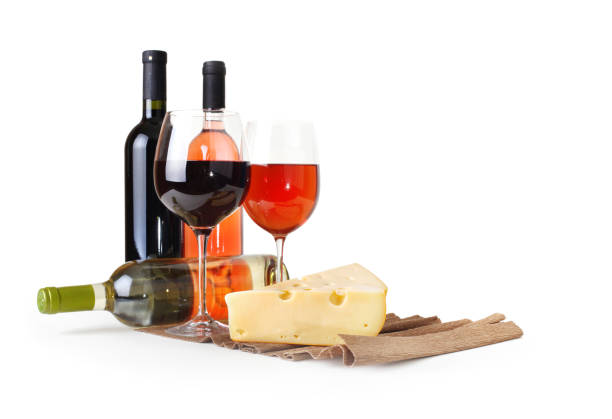 bottle of wine, wineglass and cheese - wineglass red wine wine liquid imagens e fotografias de stock