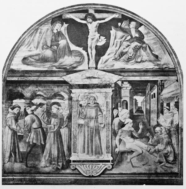 istock Antique art painting illustration: Anthony of Padua 1089750424