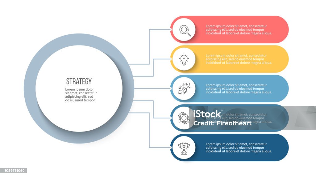 Business infographic. Organization chart with 5 options. Vector template. Infographic stock vector