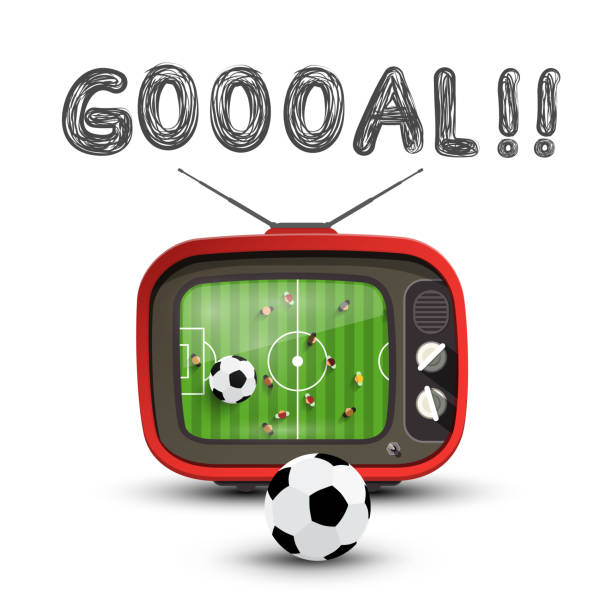 istock Goal Symbol with Soccer Match on Retro Analog Tv 1089761350