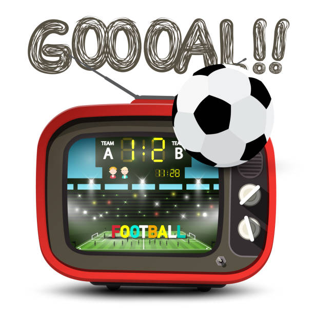 istock Goal Symbol with Football Ball and Red Retro TV 1089762012