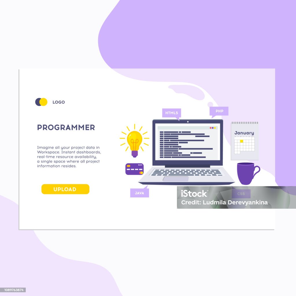 Workplace Of Programmer Or Coder Vector Illustration Programmer Coding ...