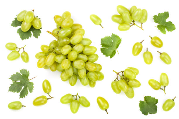 istock green grapes isolated on the white background. Top view. Flat lay pattern 1089764630