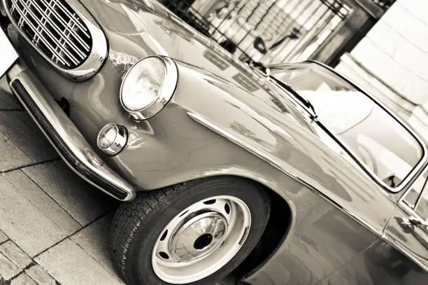 A1968 Volvo P1800 vintage car at Stockholm City centre, Sweden.