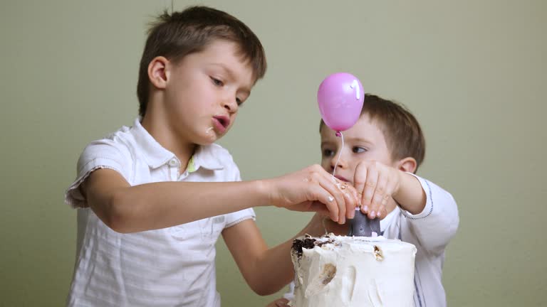 Children eating cake