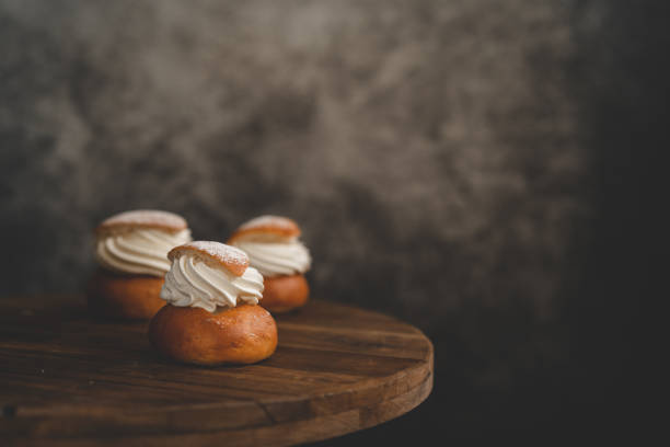 istock Traditional Swedish dessert Semla with whipped cream and sugar 1089775616
