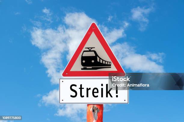 Attention Railway Strike Sign Stock Photo - Download Image Now - Berlin, Commuter, Concentration