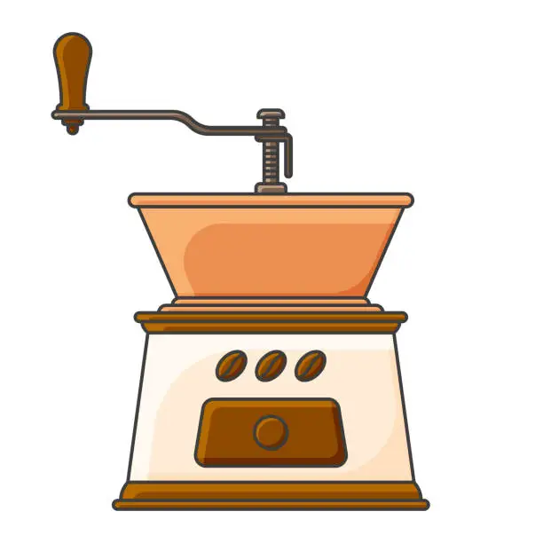 Vector illustration of Icon mechanical coffee grinder. Vector illustration on white background.