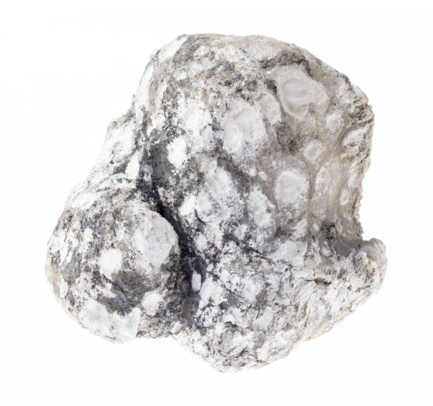 istock rough Cacholong rock on white 1089781968