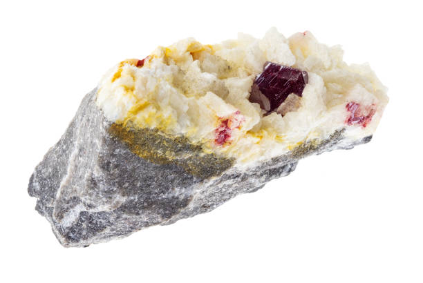 istock Cinnabar in rough Carbonatite rock on white 1089781982