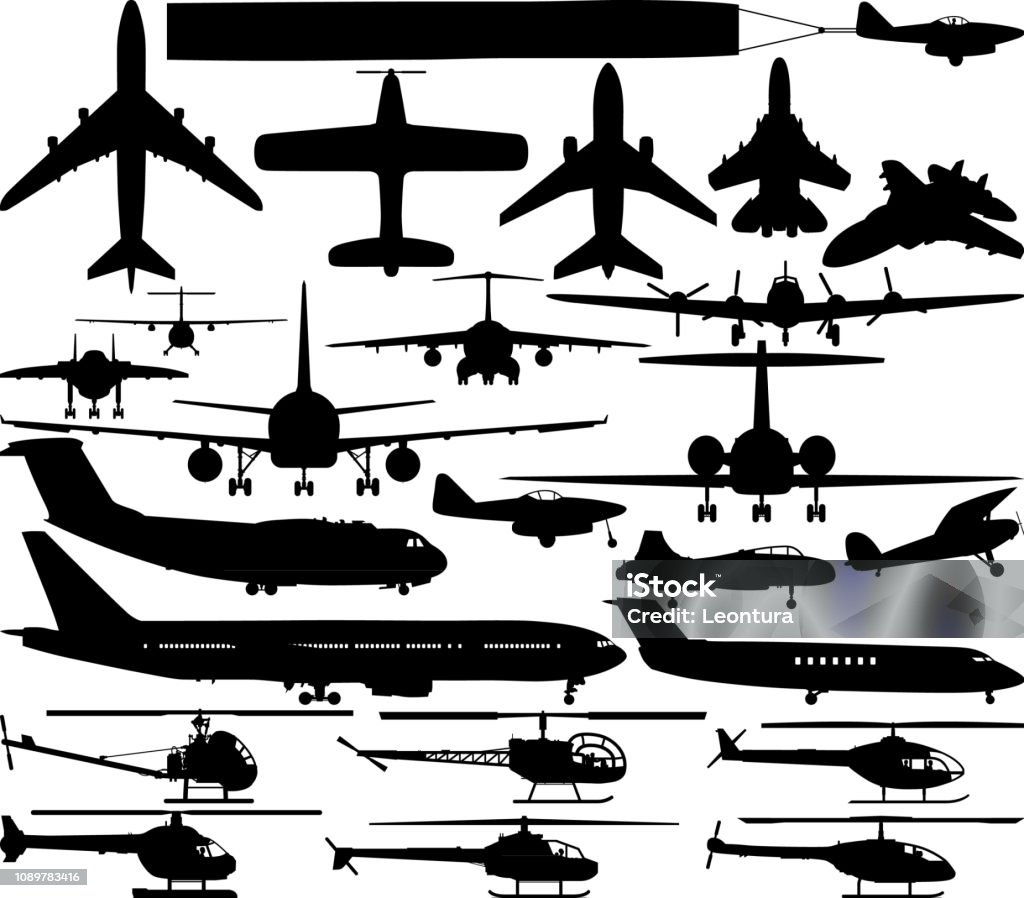 Planes and Helicopters Planes and helicopters. Icon Symbol stock vector