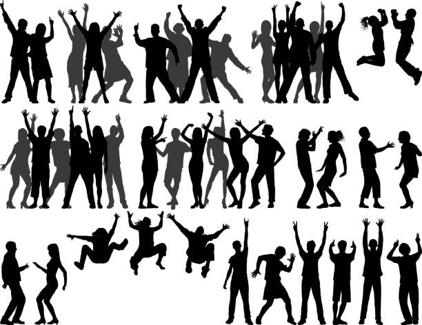 illustrazioni stock, clip art, cartoni animati e icone di tendenza di gruppi (tutte le persone sono complete e spostabili) - audience people unrecognizable person crowd