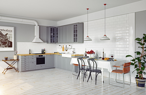 modern style design kitchen interior. 3d rendering concept