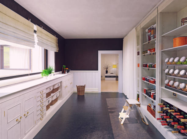 Modern pantry interior design. stock photo