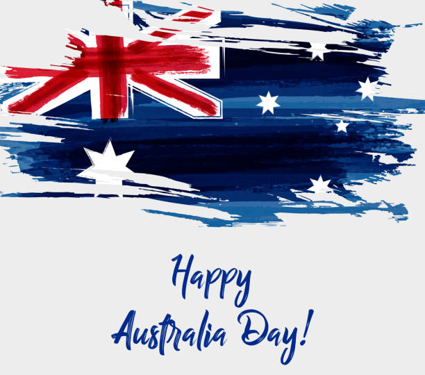 ilustraciones, imágenes clip art, dibujos animados e iconos de stock de fondo feliz de día de australia - australia australia day celebration flag