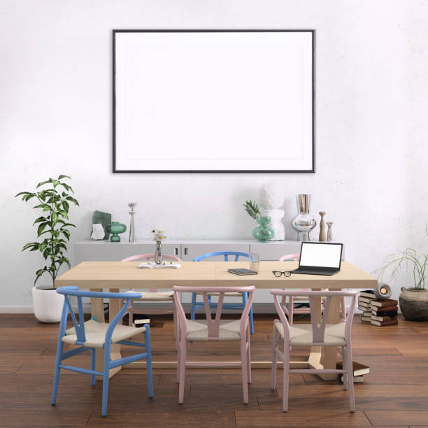 istock Modern Nordic style apartment interior with picture frame template 1089795600