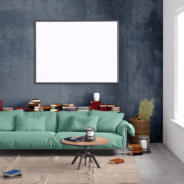 istock Modern Nordic style apartment with picture frame template 1089795602