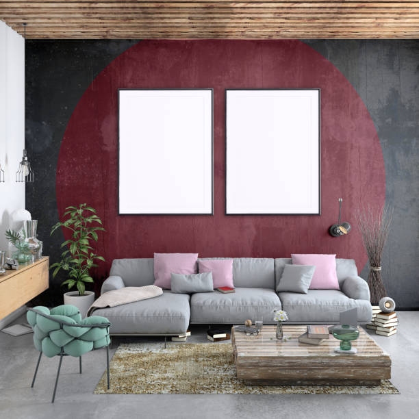 istock Modern Nordic style apartment with picture frame template 1089795642