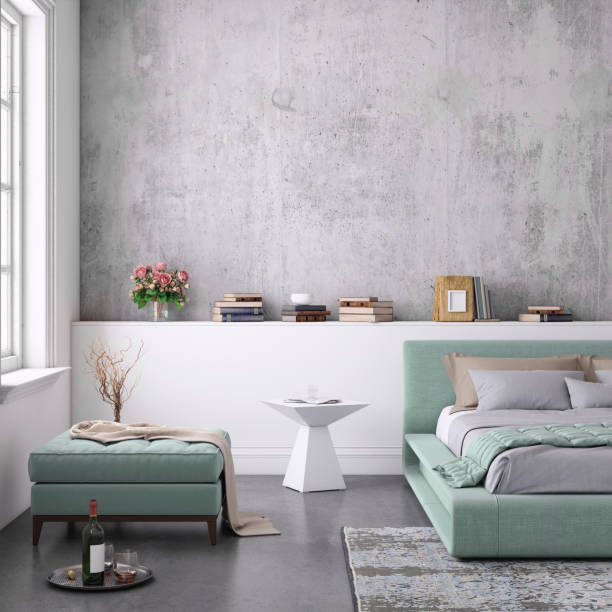 istock Modern bedroom interior with blank wall for copy space 1089795970