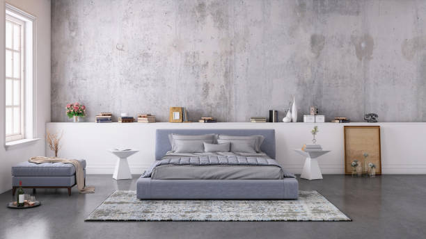 istock Modern bedroom interior with blank wall for copy space 1089795972