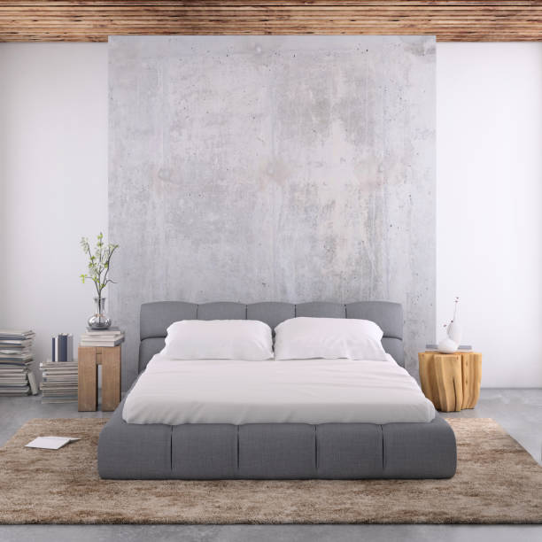 istock Modern bedroom interior with blank wall for copy space 1089795994