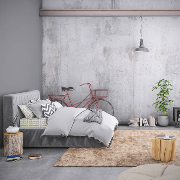istock Modern bedroom interior with blank wall for copy space 1089796012