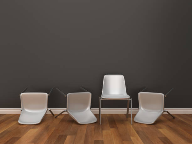 istock Row of Chairs on Wood Floor - 3D Rendering 1089805010