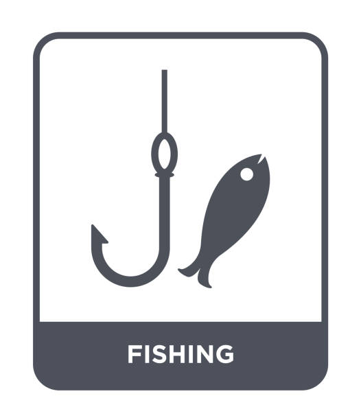 vector biểu tượng câu cá trên nền trắng, các biểu tượng câu cá hợp thời trang từ bộ sưu tập camping - gone fishing sign hình minh họa sẵn có