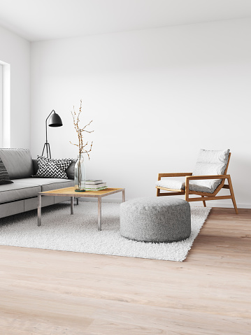 Minimalist modern interior. Render image.