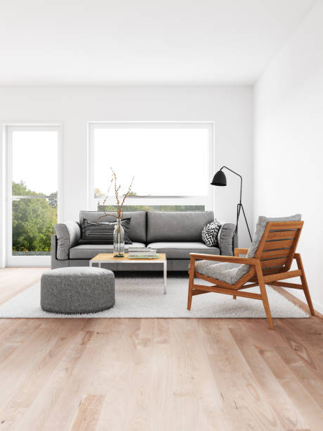 Modern living room stock photo