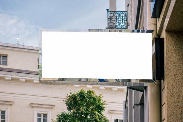 istock Mock up. Empty signboard of store or restaurant on the wall 1089808284