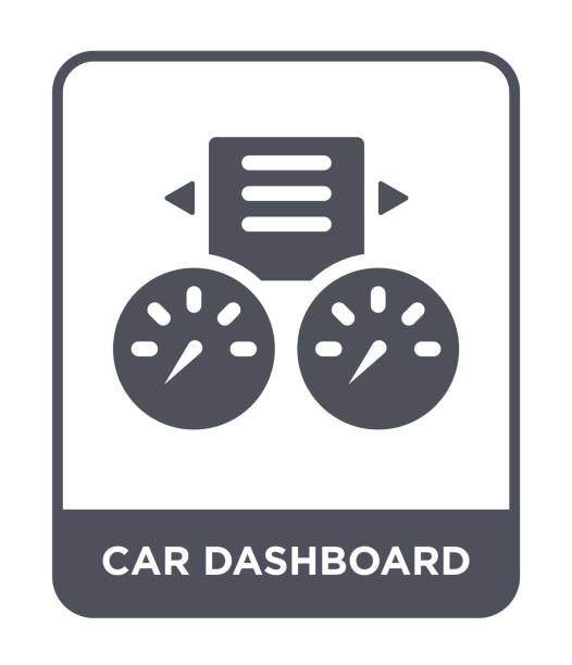 ilustrações, clipart, desenhos animados e ícones de carro vector de ícone de painel de instrumentos em fundo branco, na moda de painel de carro cheio de ícones da coleção de peças de carro - car car door dashboard symbol