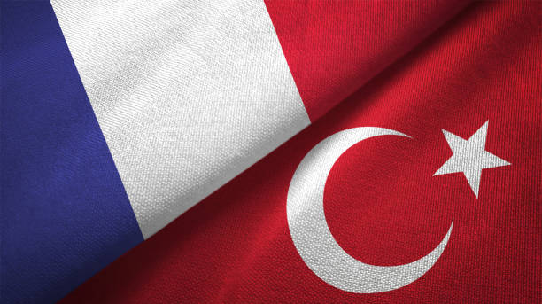 istock Turkey and France two flags together realations textile cloth fabric texture 1089810804