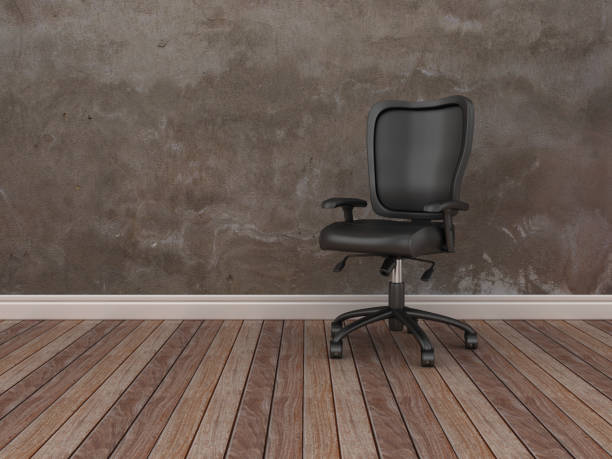 istock Office Chair on Wood Floor - 3D Rendering 1089810876