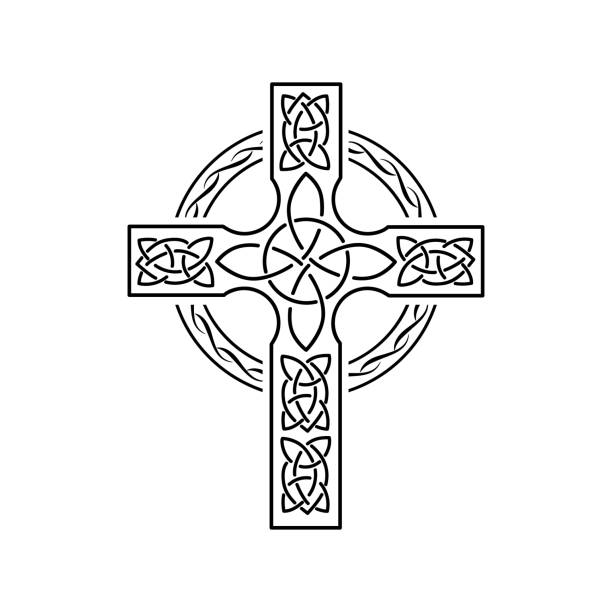 keltisches kreuz - irish cross stock-grafiken, -clipart, -cartoons und -symbole