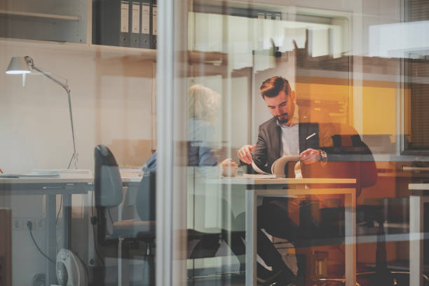 Business couple working in the office