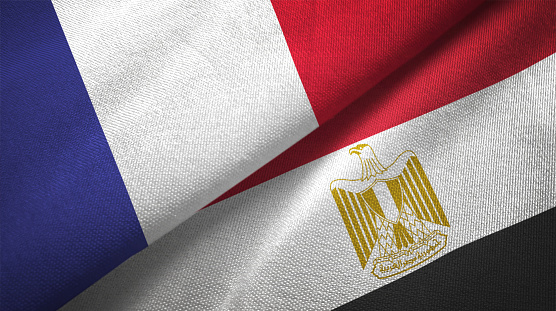 Egypt and France flag together realtions textile cloth fabric texture