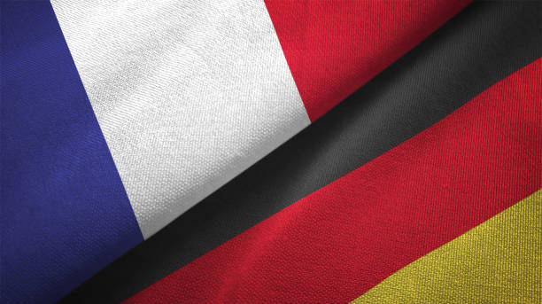 istock Germany and France two flags together realations textile cloth fabric texture 1089812374