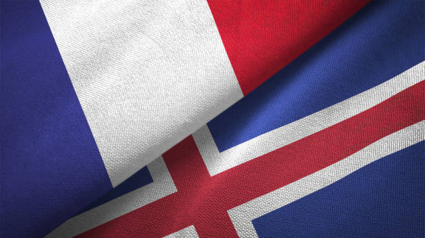 istock Iceland and France two flags together realations textile cloth fabric texture 1089812400
