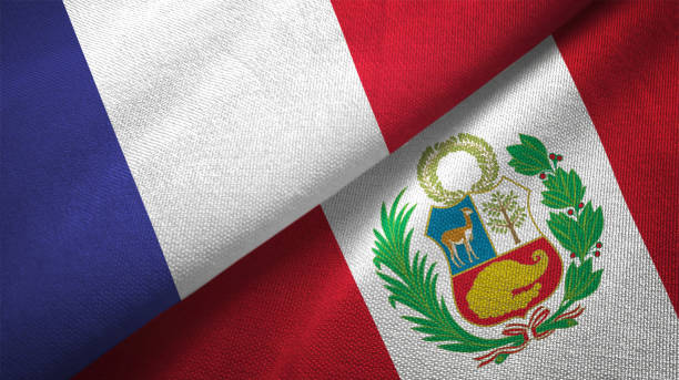istock Peru and France two flags together realations textile cloth fabric texture 1089812968