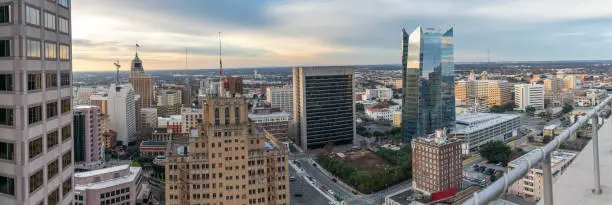Photo of Aerial View of San Antonio Skyline During the Early Morning