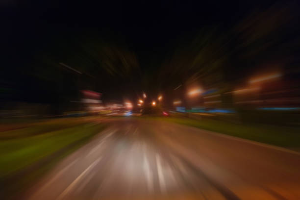 istock Night traffic with futuristic motion blur & zoom effects. 1089817616