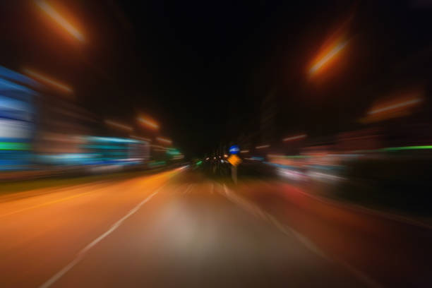 istock Night traffic with futuristic motion blur & zoom effects. 1089819138