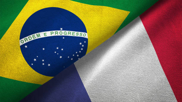 istock France and Brazil two flags together realations textile cloth fabric texture 1089825818
